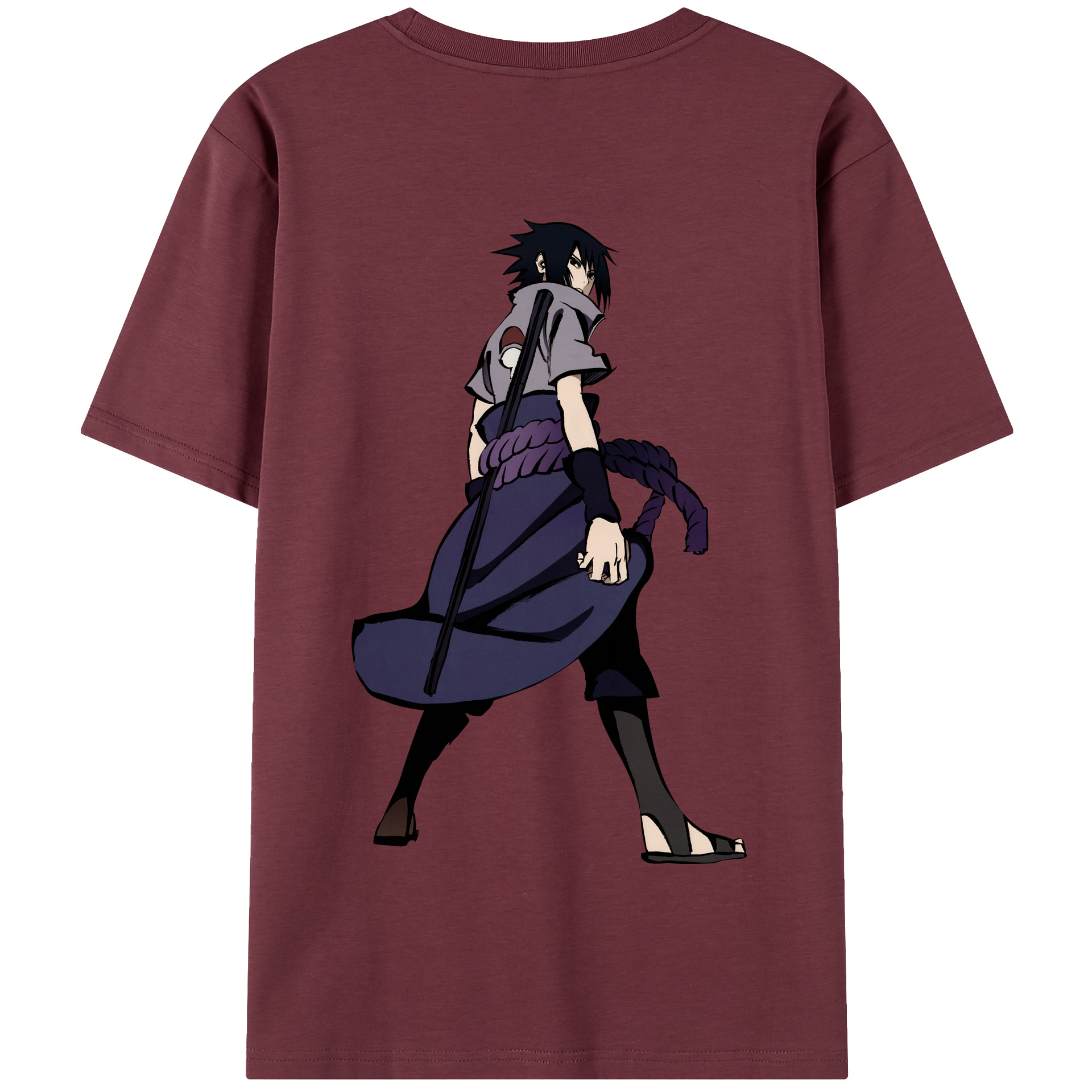 （画像用） NARUTO -ナルト- うちは サスケ Uchiha Sasuke 綿100％半袖Tシャツ（背面プリント）